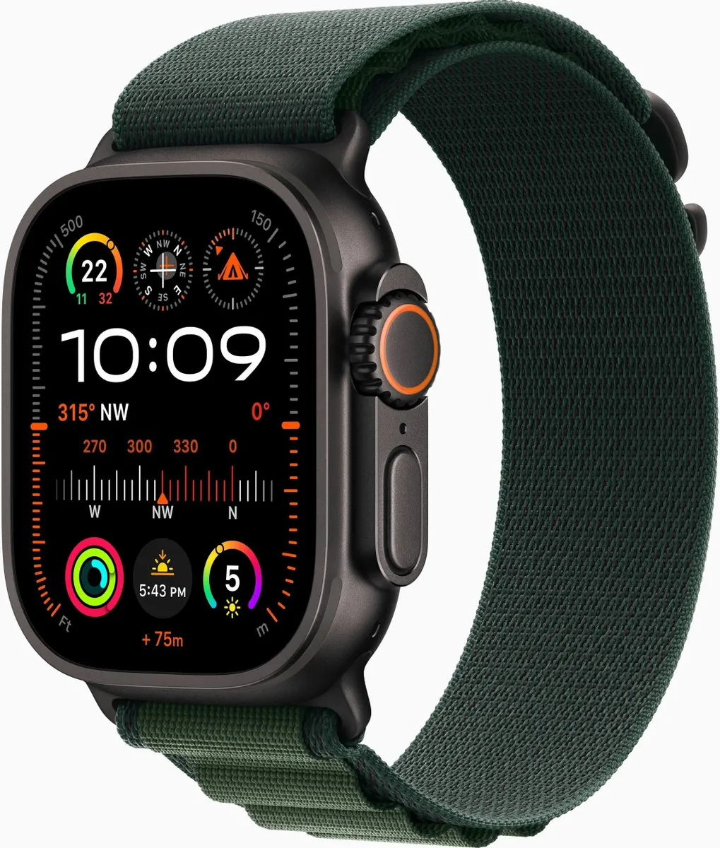 

Смарт-часы Apple Watch Ultra 2 2024 A2986, 49мм OLED, темно-зеленый/черный титан (MX4R3LW/A), Watch Ultra 2 2024 A2986, 49мм
