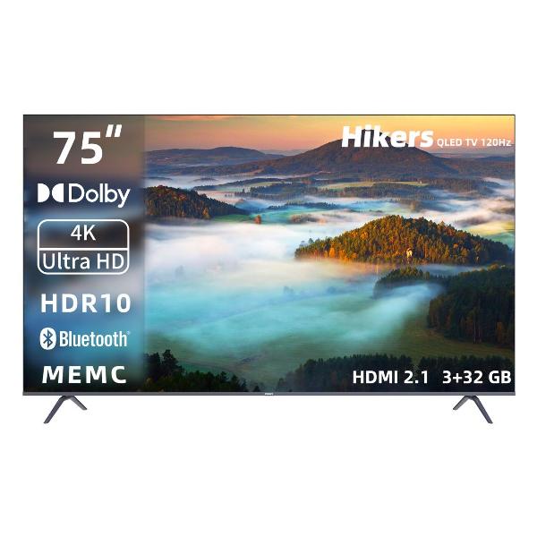 Телевизор 75" Hikers 75HAQ12, 3840x2160, черный/серебристый