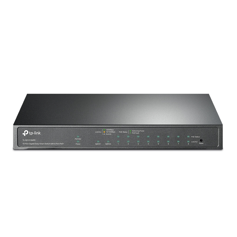 

Коммутатор TP-Link Easy Smart TL-SG1210MPE, управляемый, кол-во портов: 9x1 Гбит/с, кол-во SFP/uplink: combo RJ-45/SFP 1x1 Гбит/с, PoE: 8x30 Вт (TL-SG1210MPE(UN)), TL-SG1210MPE