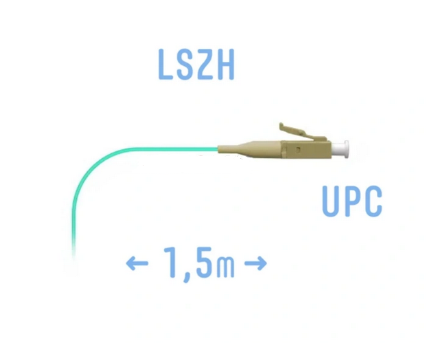 Пигтейл SNR многомодовый, одинарный, 1.5 м (pigtail LC/UPC MM4 1.5 m)