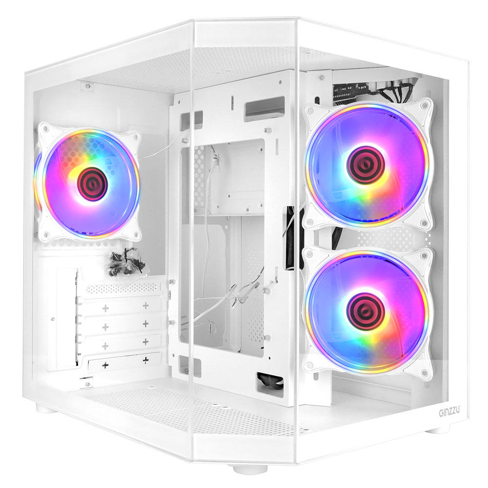 

Корпус Ginzzu V290, mATX, Mini-Tower, USB 3.0, RGB подсветка, белый, без БП (18279), V290
