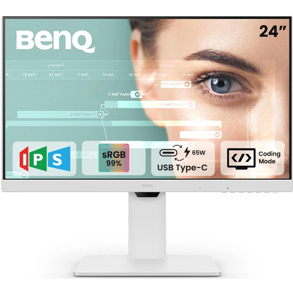 

Монитор 23.8" BenQ GW2486TC IPS, 1920x1080 (16:9), 250кд/м2, 100 Гц, 5 мс, 178°/178°, HDMI, DisplayPort, USB Type-C, USB-Hub, белый (GW2486TC), GW2486TC