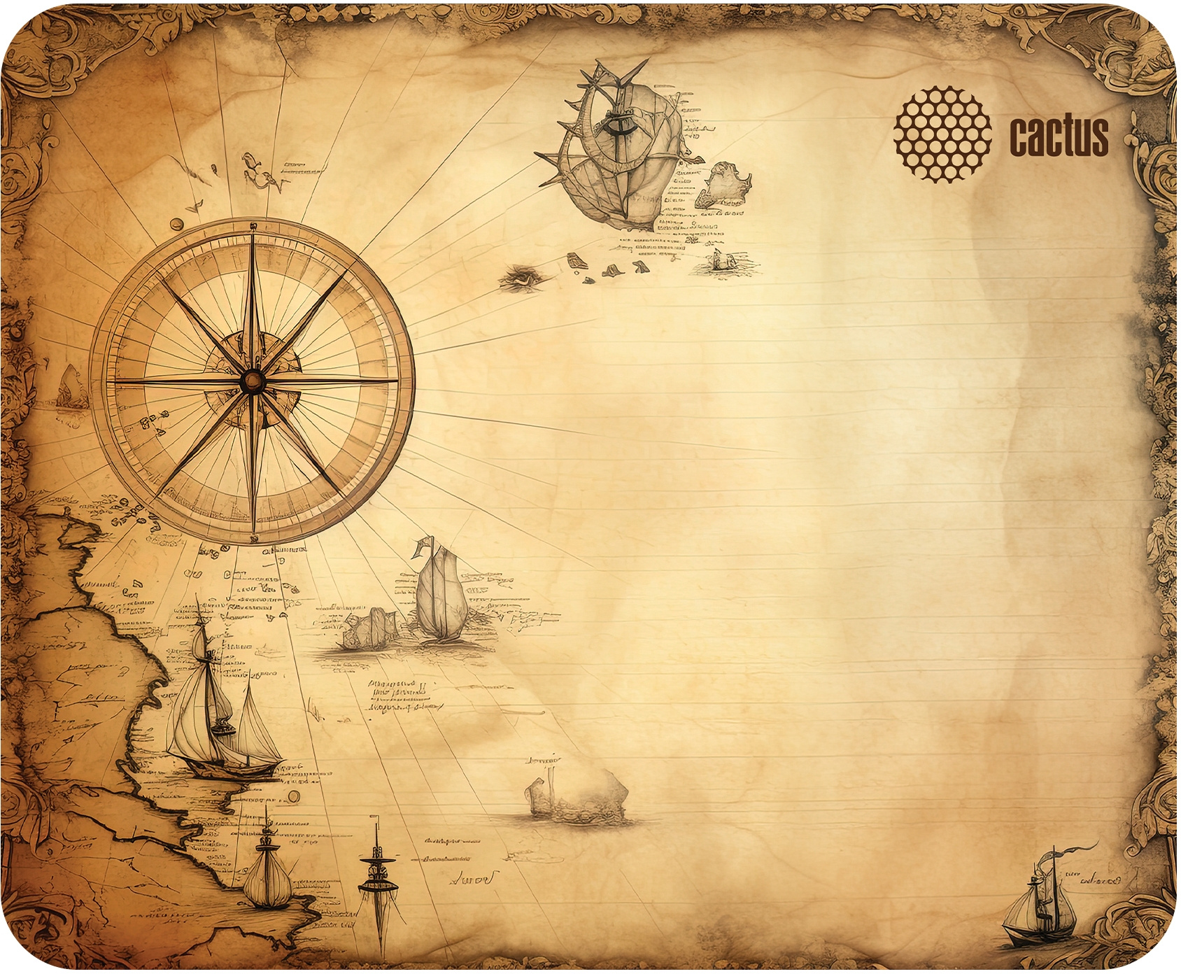 

Коврик для мыши Cactus Antique map, игровой, 220x180x2мм, принт (CS-MP-P08XS), Antique map