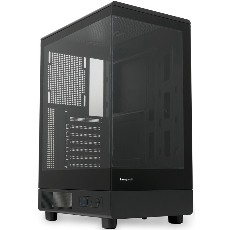 

Корпус HSPD F510, ATX, Midi-Tower, 2xUSB 3.0, черный, без БП (F510-TGBK), F510