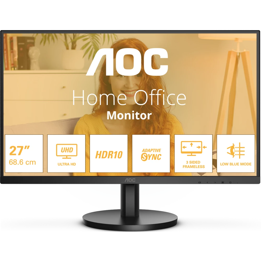

Монитор 27" AOC U27B3M VA, 3840x2160 (16:9), 300кд/м2, 4 мс, 178°/178°, HDMI, DisplayPort, черный (U27B3M), U27B3M