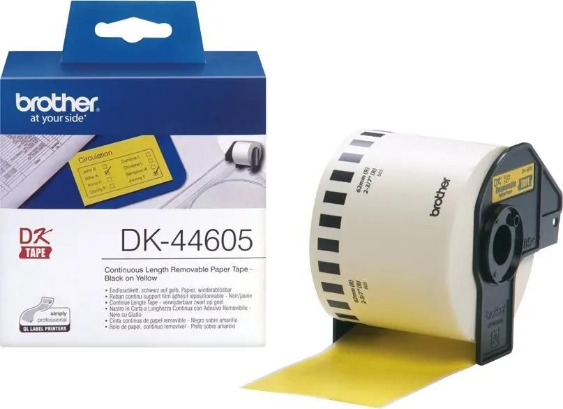 Картридж ленточный Brother, 6.2 см x 30.48м, черный на желтом