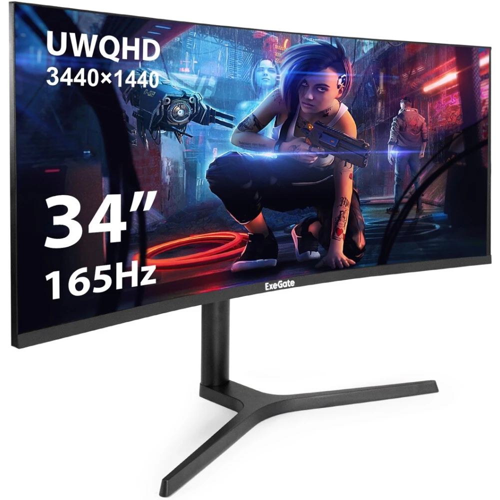 

Монитор 34" ExeGate Combat EC3400TA VA, изогнутый, 3440x1440 (21:9), 300кд/м2, 165 Гц, 1 мс, 178°/178°, HDMI, DisplayPort, черный (EX297580RUS), EC3400TA