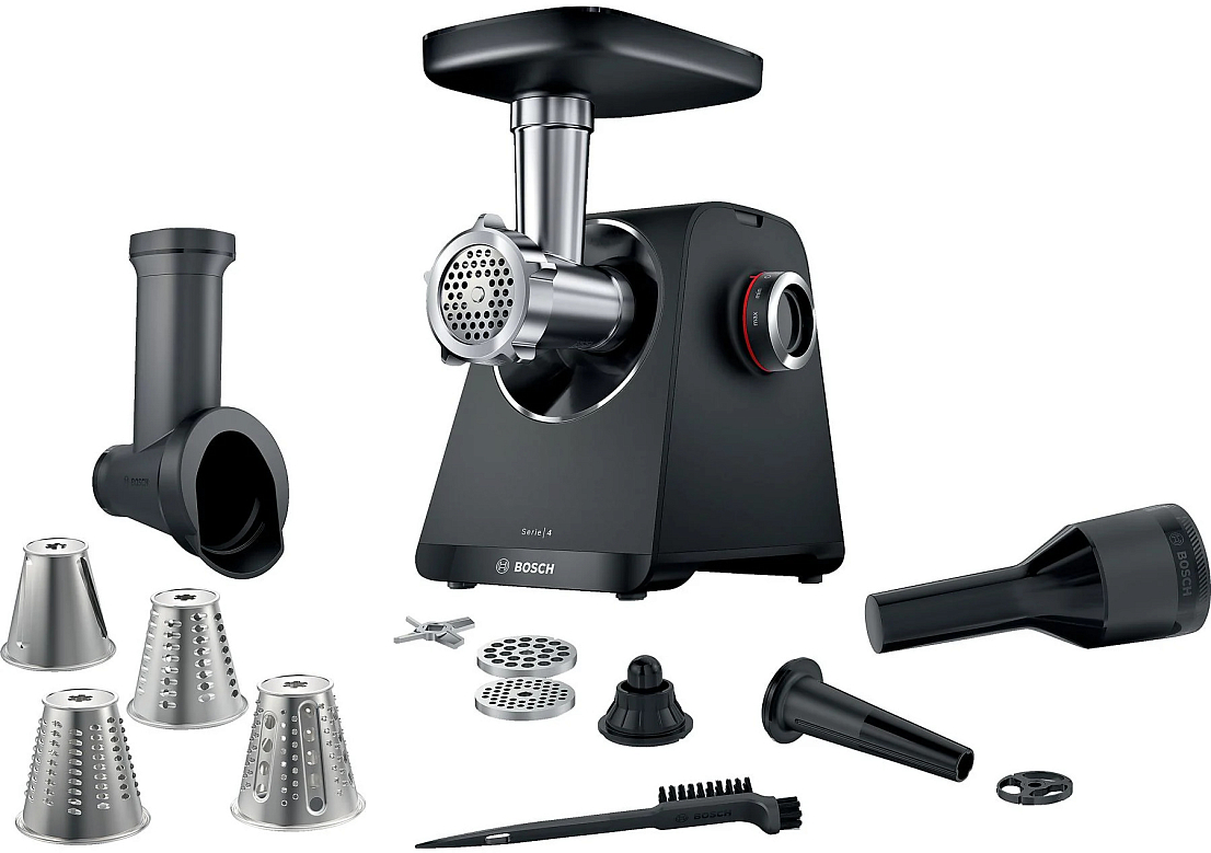 

Электрическая мясорубка Bosch MFWS440B, 1.9 кВт, 2.5 кг/мин, черный, MFWS440B