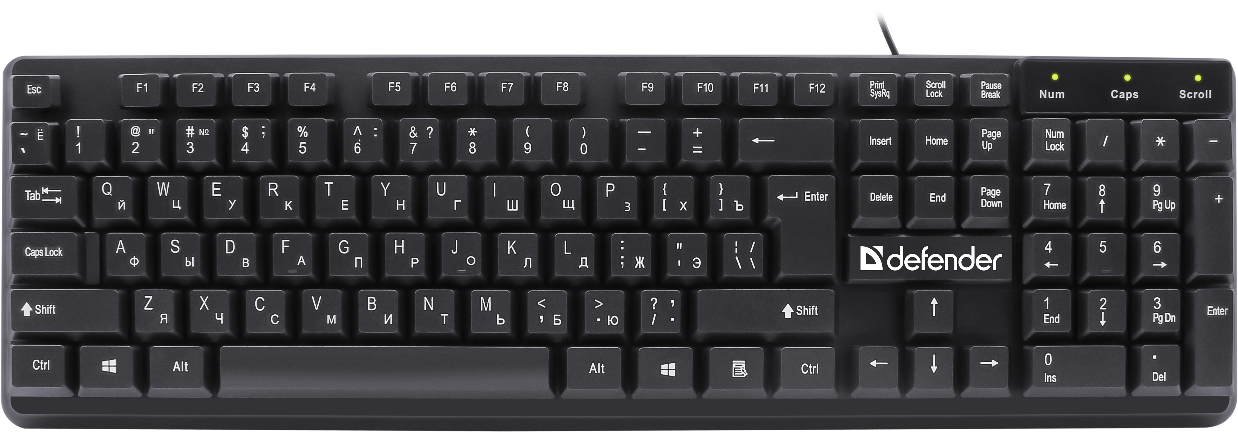 

Клавиатура проводная Defender Symbol HB-559, мембранная, USB, черный (45559), Symbol HB-559