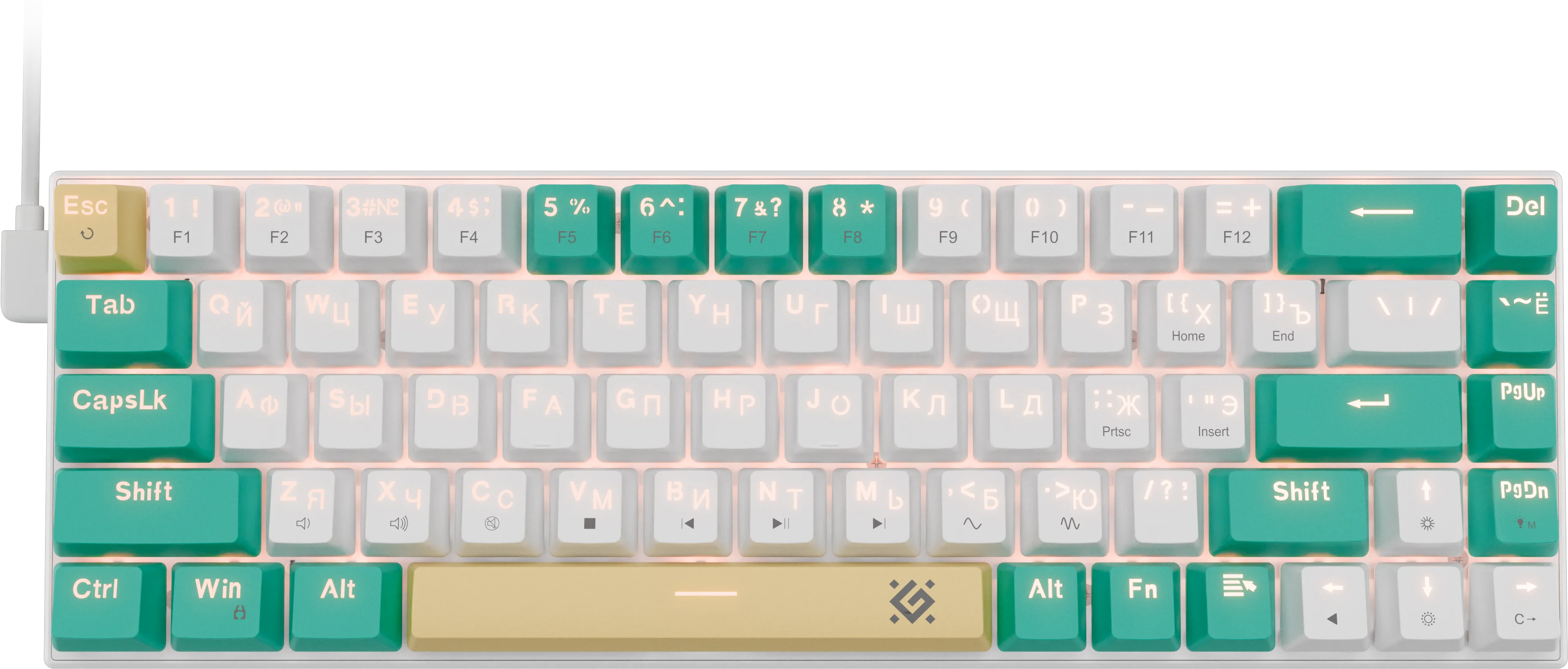 Клавиатура Defender Vexx Pro GK-084, USB, белый/зеленый (45084)