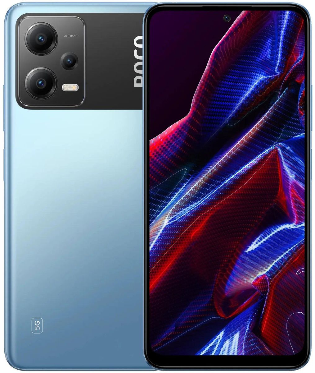 Смартфон POCO X5 5G, 6.67" 2400x1080 AMOLED, Qualcomm Snapdragon 695, 8Gb RAM, 256Gb, 3G/4G/5G, NFC, Wi-Fi, BT, 3xCam, 2-Sim, 5000 мА⋅ч, USB Type-C, Android 12, синий (45020/45045) Вскрыт комплект, без следов эксплуатации
