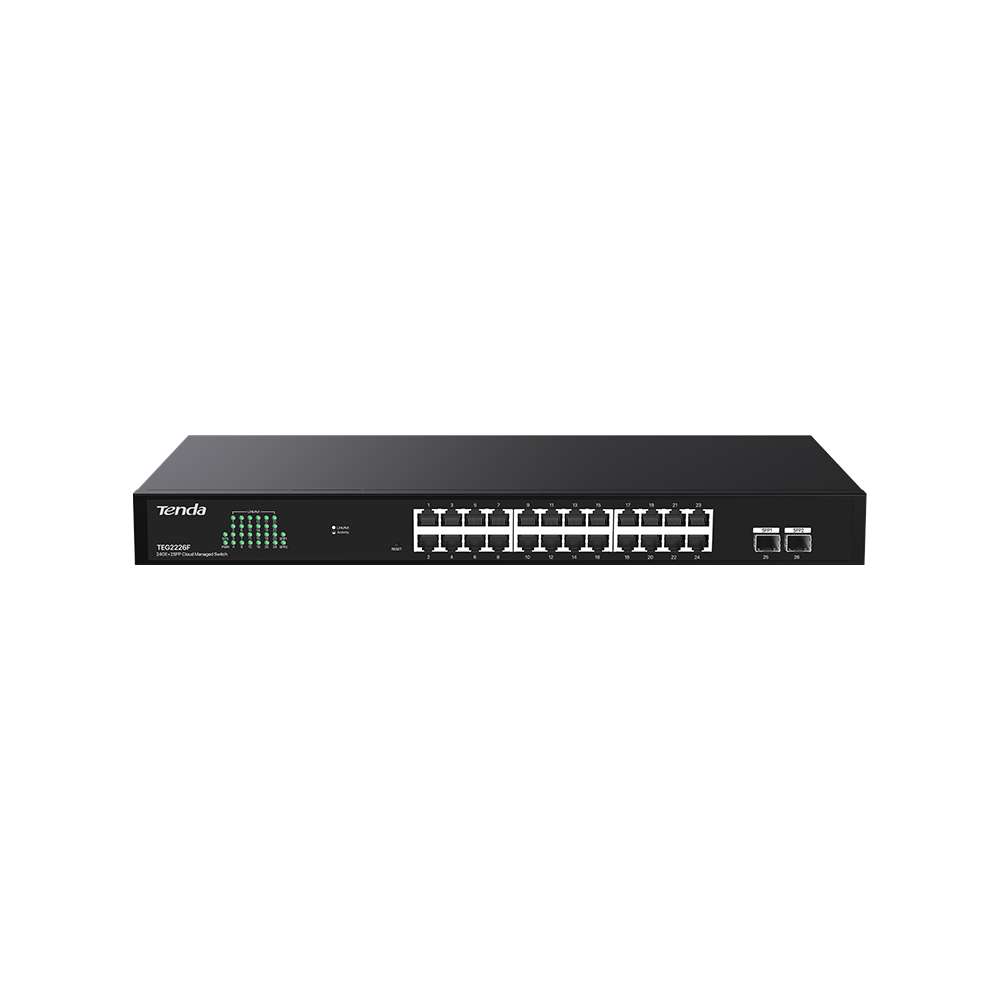 

Коммутатор Tenda TEG2226F, управляемый, кол-во портов: 24x1 Гбит/с, кол-во SFP/uplink: SFP 2x1 Гбит/с, установка в стойку (TEG2226F), TEG2226F