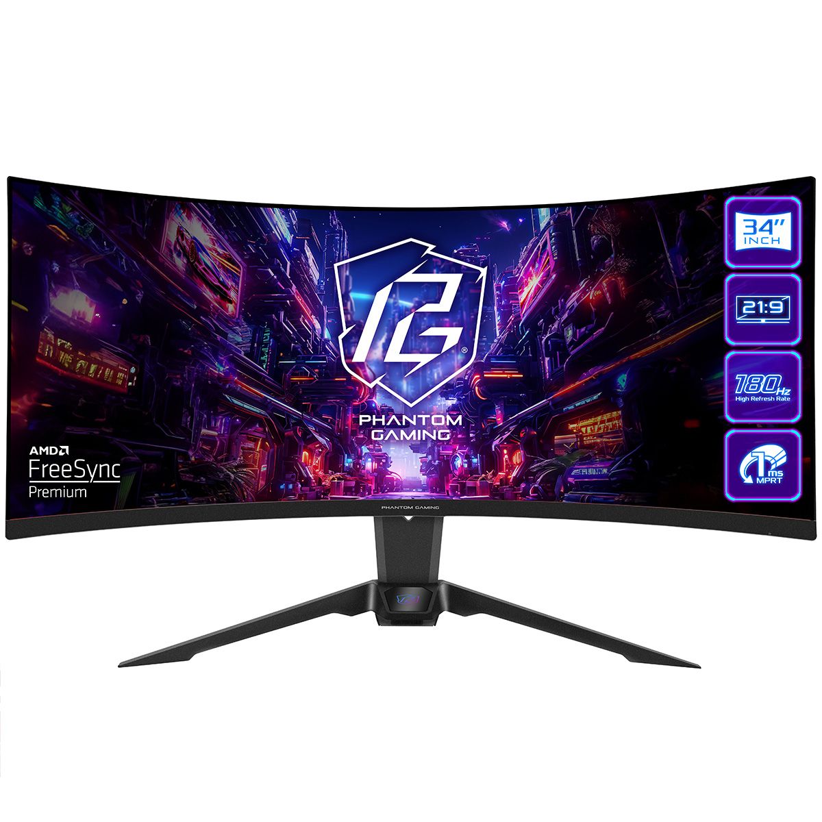 

Монитор 34" ASRock Phantom Gaming PG34QRT2B VA, изогнутый, 3440x1440 (21:9), 500кд/м2, 180 Гц, 1 мс, 178°/178°, HDMI, DisplayPort, USB-Hub, черный (PG34QRT2B), PG34QRT2B