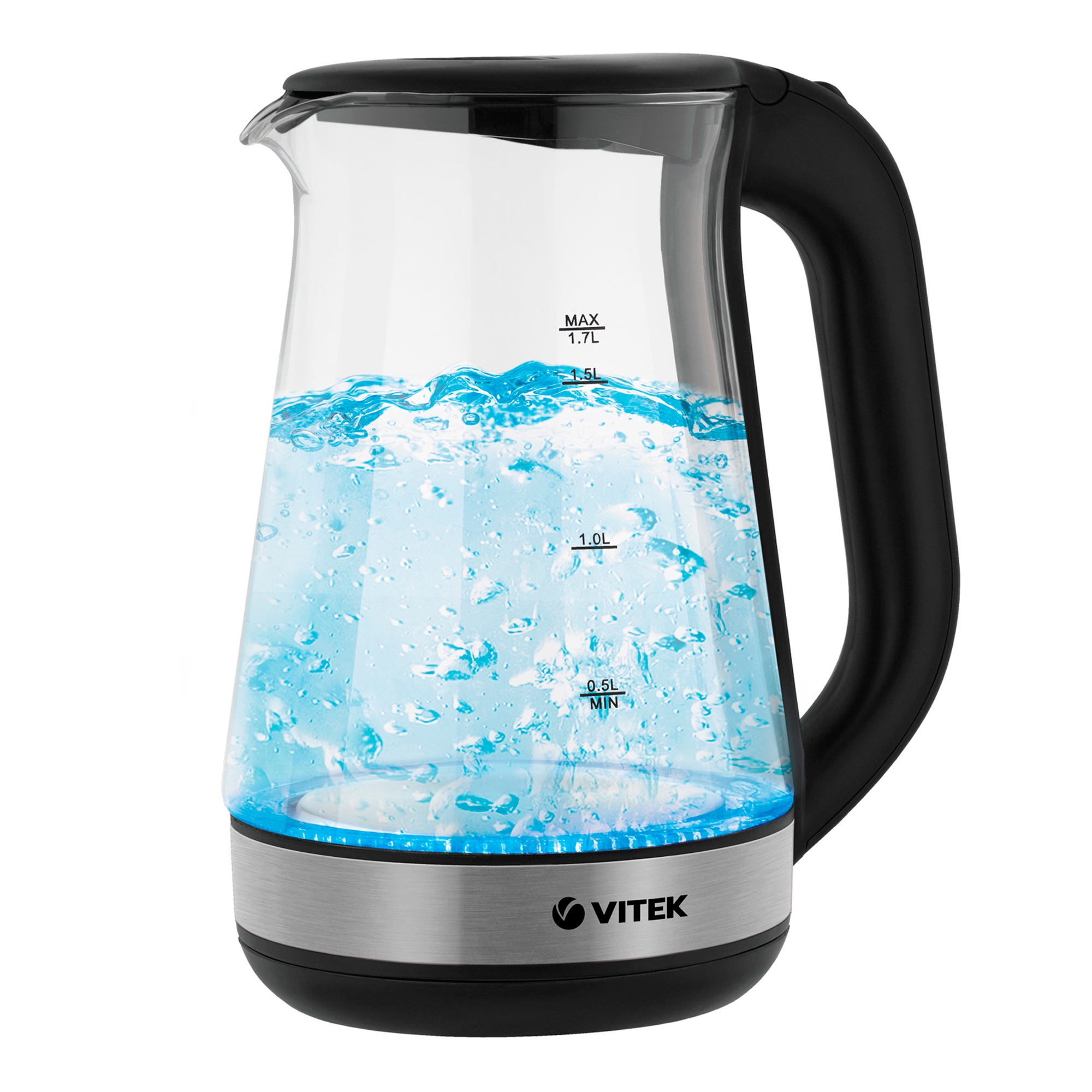 

Чайник электрический VITEK VT-8812 1.7л. 2.2 кВт, стекло/пластик, черный/серебристый ( VT-8812), VT-8812