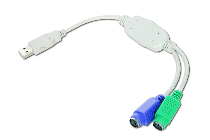 Кабель VCOM, USB(AM)-2xPS/2, белый
