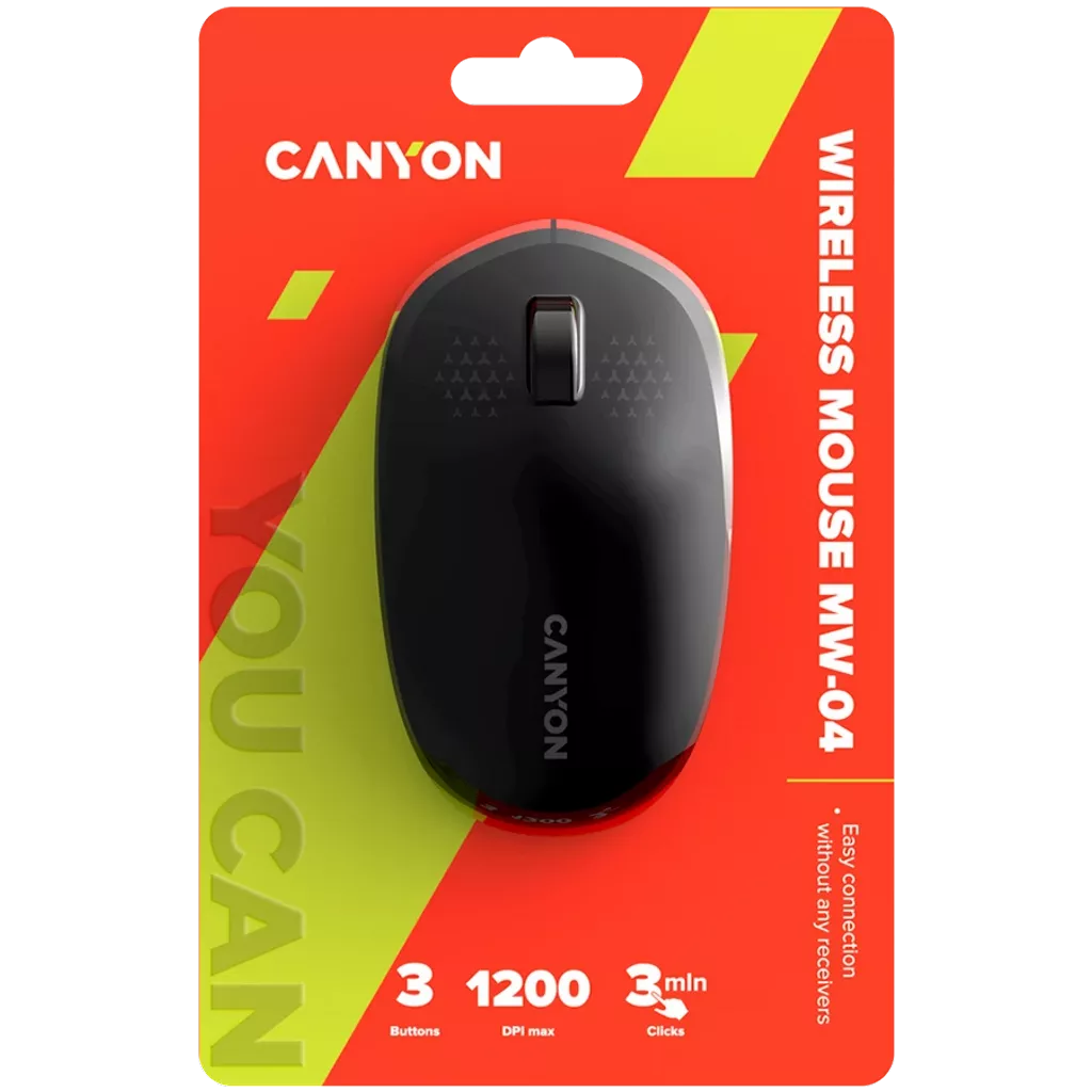 Мышь беспроводная Canyon MW-04, 1200dpi, оптическая светодиодная, Bluetooth, черный (CNS-CMSW04B) б/у, незначительные следы эксплуатации, полный комплект
