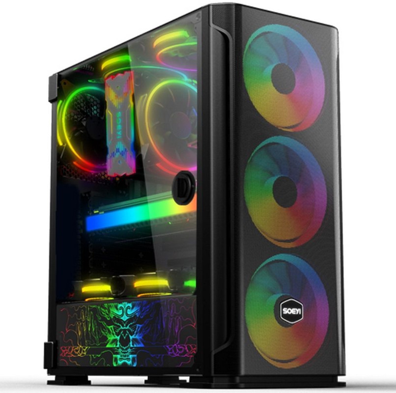 

Корпус SOEYI AX1-B10, ATX, Midi-Tower, USB 3.0, черный, без БП (AX1-B10), AX1-B10