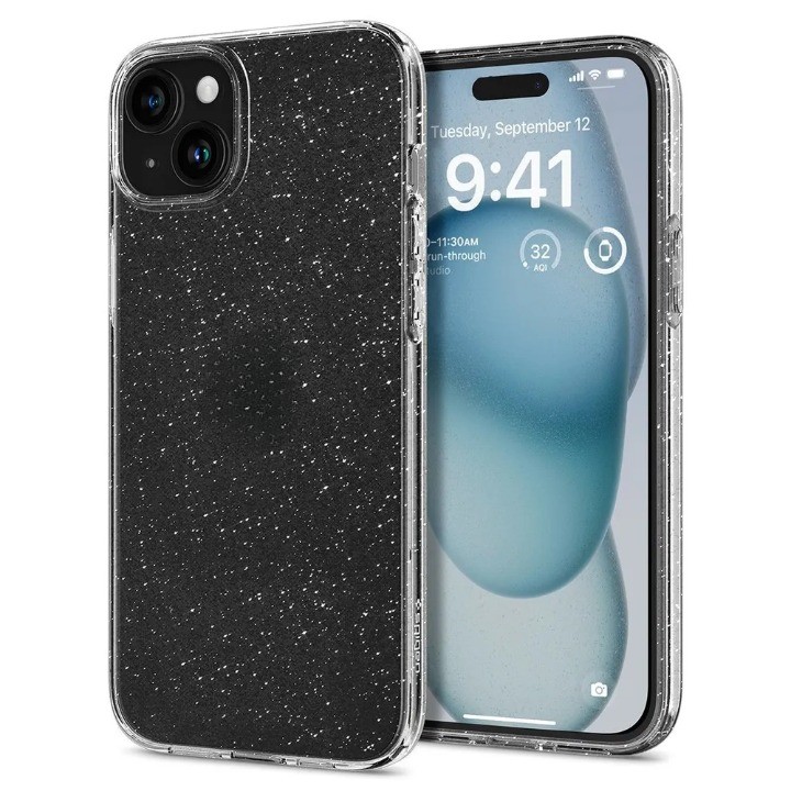 

Чехол-накладка Spigen Liquid Crystal Glitter для смартфона Apple iPhone 15, силикон, черный (ACS06788), Прозрачный
