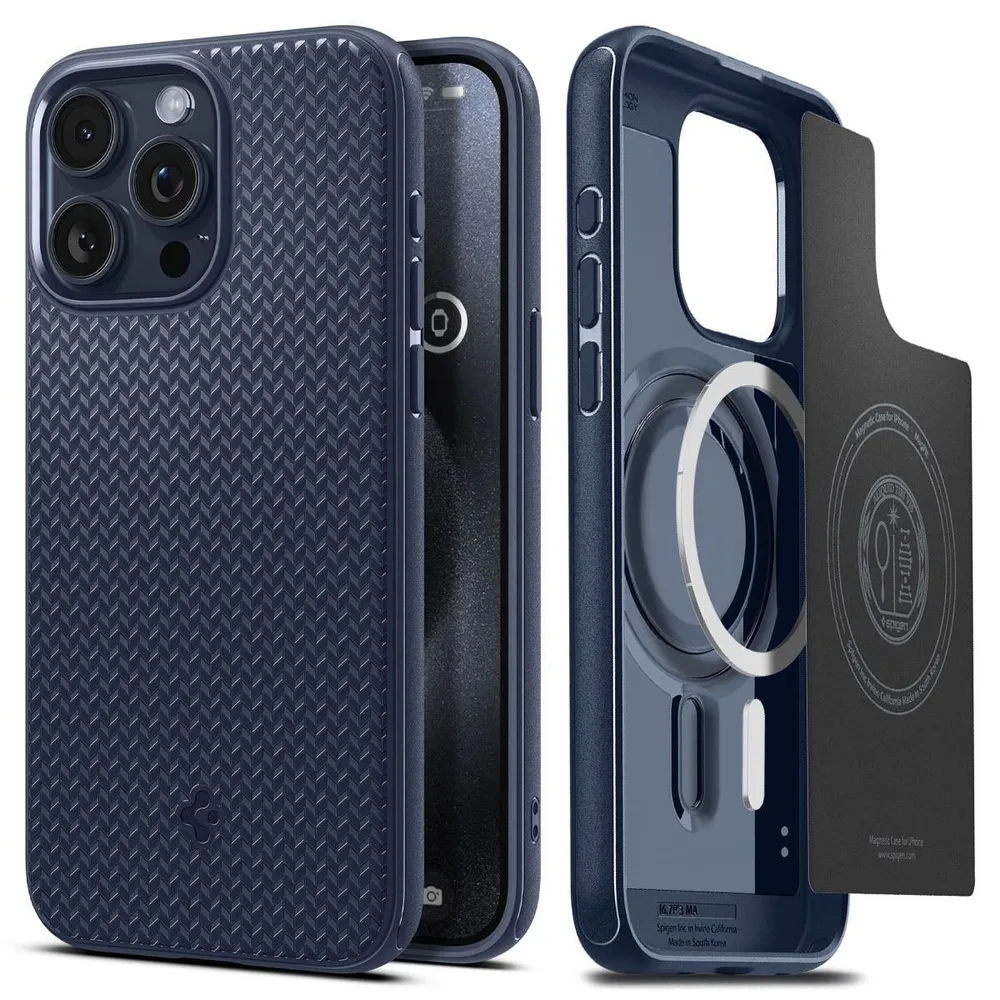 

Чехол-накладка Spigen Mag Armor для смартфона Apple iPhone 15 Pro Max, TPU, синий (ACS06598)