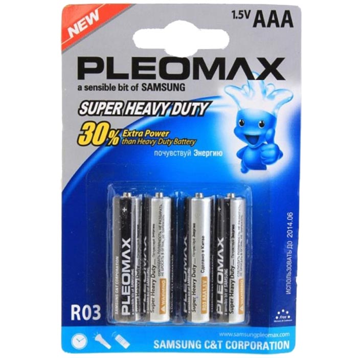 

Батарея Pleomax R03-4BL, AAA, 1.5V 4шт, Серебристый/синий
