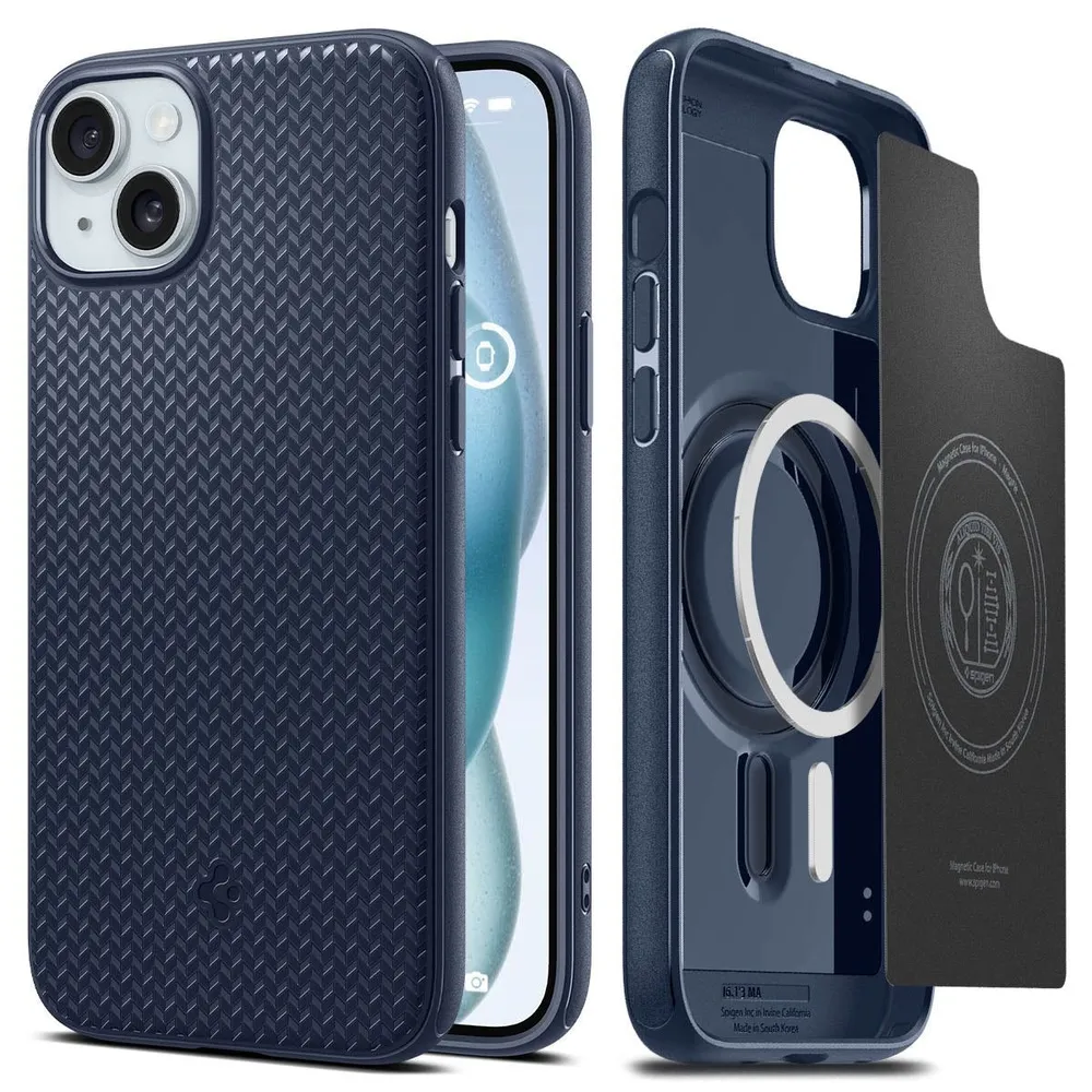 

Чехол-накладка Spigen Mag Armor для смартфона Apple iPhone 15, TPU, синий (ACS06816)