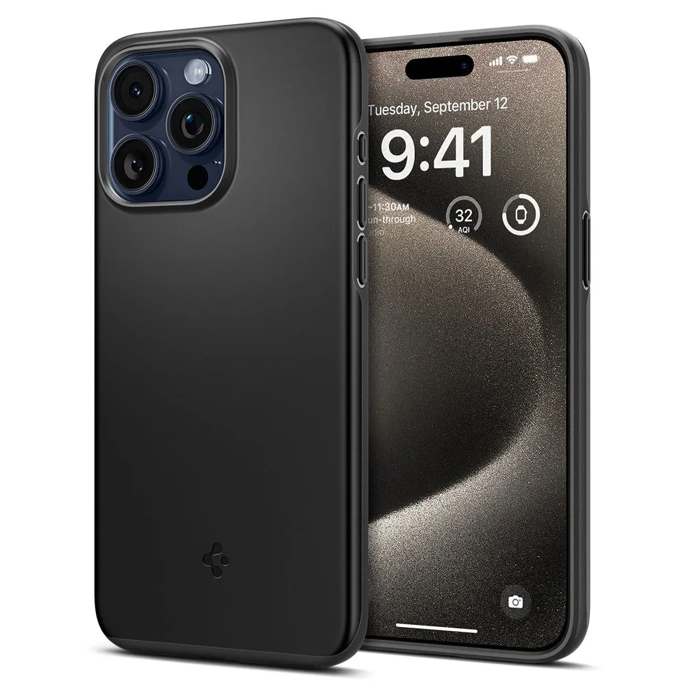 

Чехол-накладка Spigen Thin Fit для смартфона Apple iPhone 15 Pro Max, поликарбонат, черный (ACS06544)