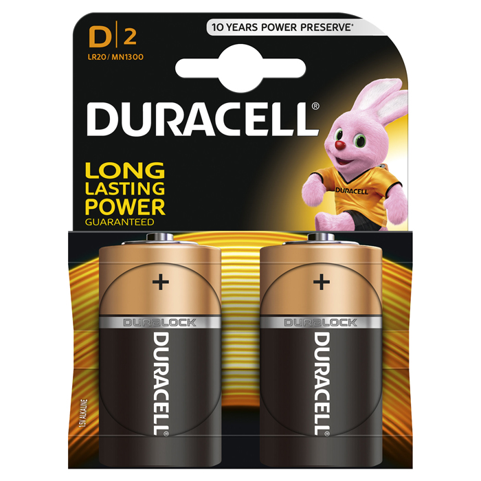 Батарея Duracell LR20,D (LR20/13А), 1.5V, 2 шт