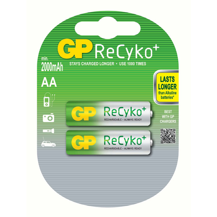 Аккумулятор GP ReCyko+, 210AAHCB, AA, 2 А·ч, 2 шт