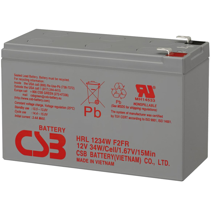 Аккумуляторная батарея для ИБП CSB HRL HRL1234W F2FR, 12V, 9Ah