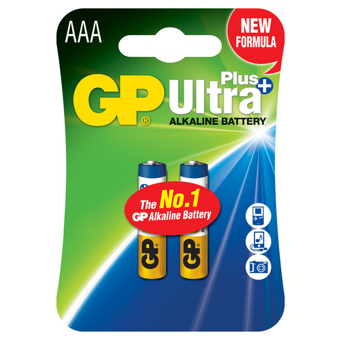 

Батарейка GP Ultra Plus, AAA (LR03/24А), 1.5V, 2 шт, Золотистый/синий