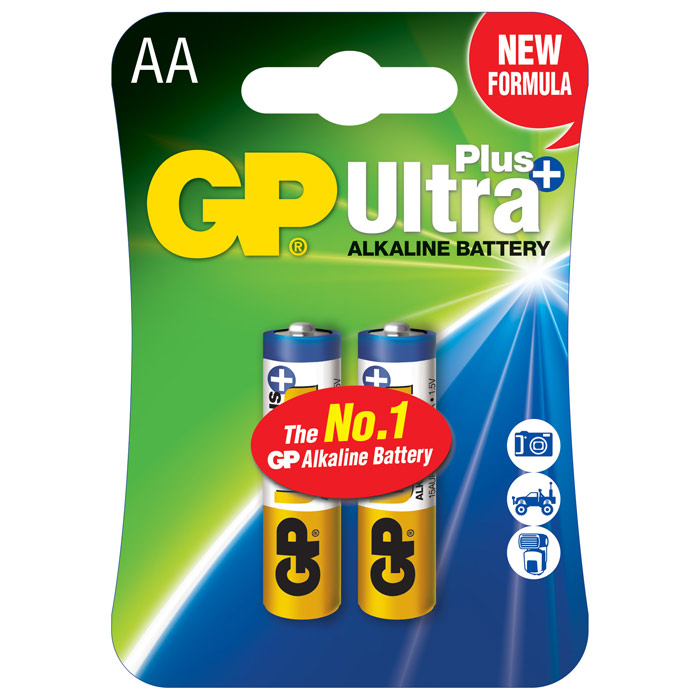 

Батарейка GP Ultra Plus, AA (LR06/15А), 1.5V, 2 шт, Золотистый/синий