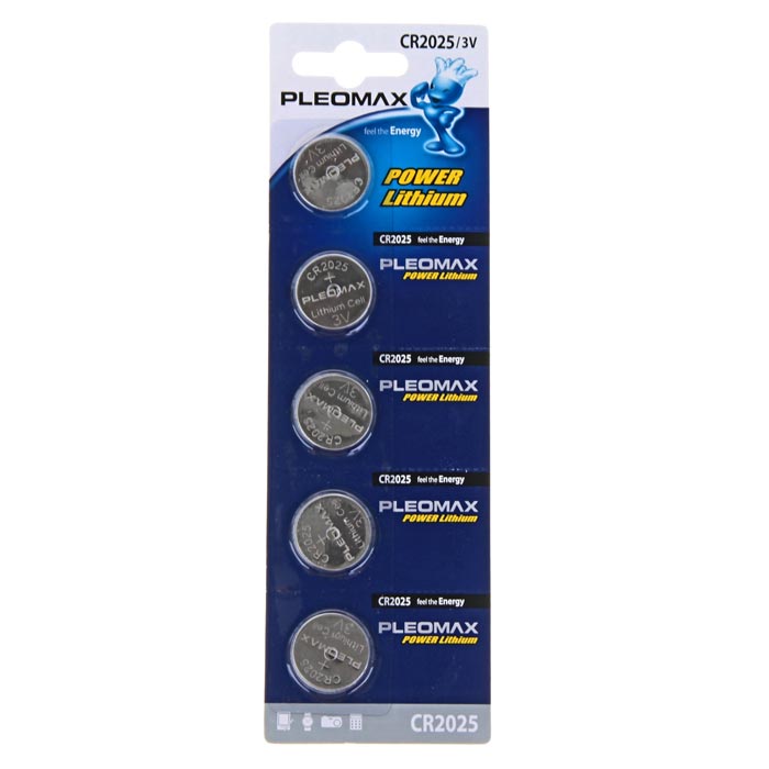 Батарея Pleomax Pleomax,CR2025, 3V, 5шт
