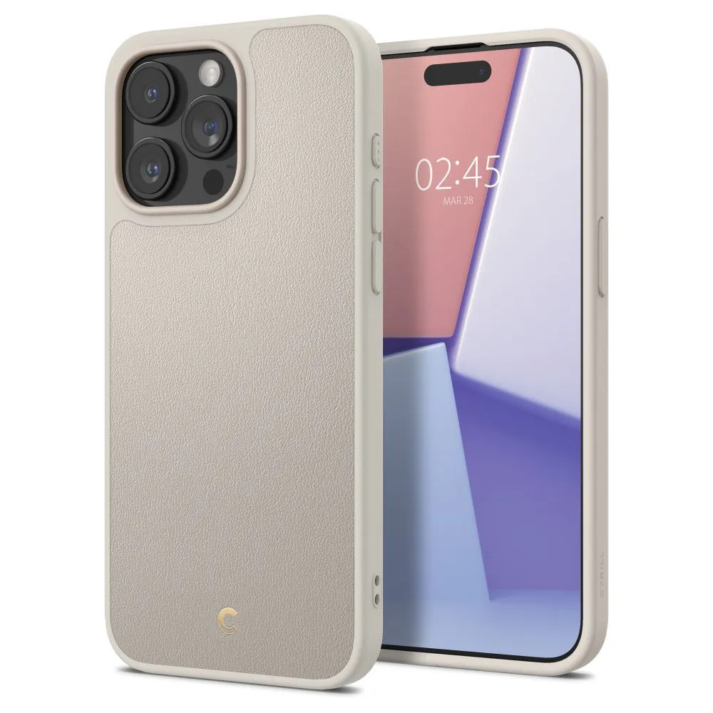 

Чехол-накладка Spigen Kajuk Mag для смартфона Apple iPhone 15 Pro Max, полиуретановая кожа, поликарбонат, бежевый (ACS06633)