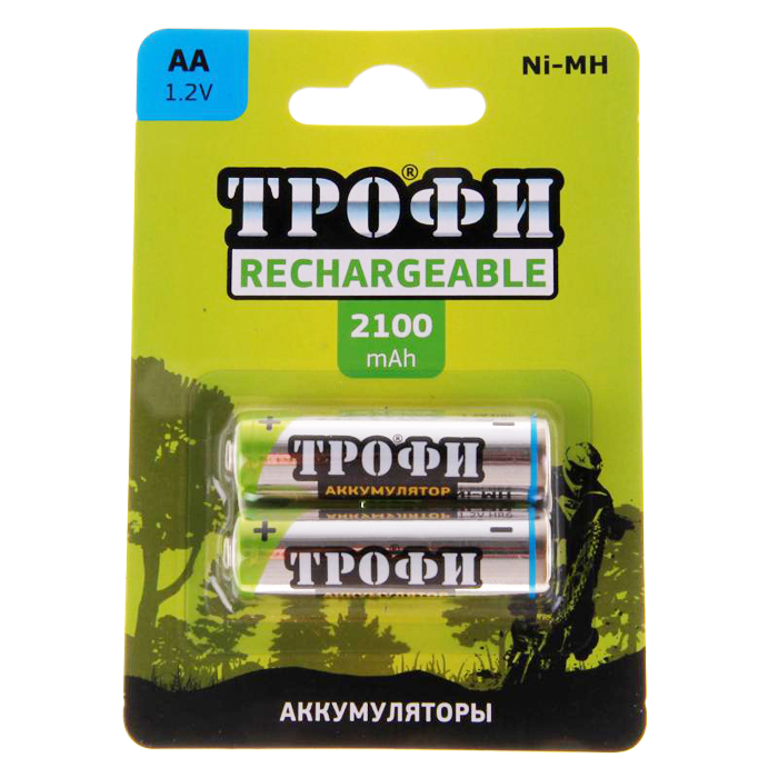 

Аккумулятор Трофи HR6-2BL, AA, 1.2V 2.1Ah 2шт, Серебристый, HR6-2BL
