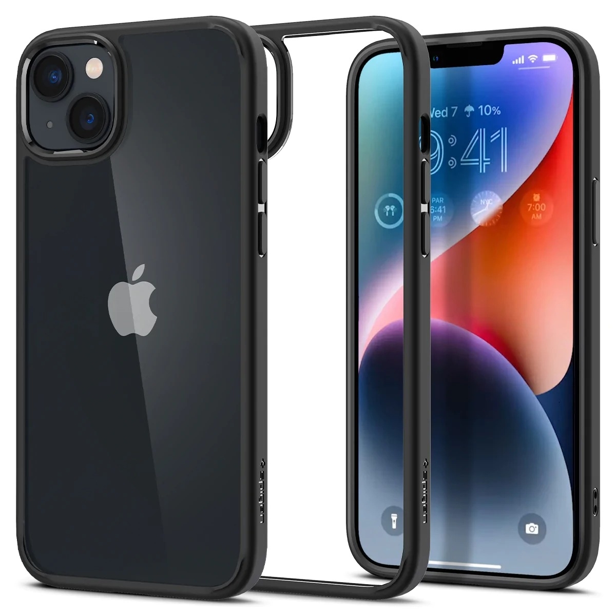 

Чехол-накладка Spigen Ultra Hybrid для смартфона Apple iPhone 14 Plus, поликарбонат/термопластичный полиуретан (TPU), прозрачный (ACS04895), Черный