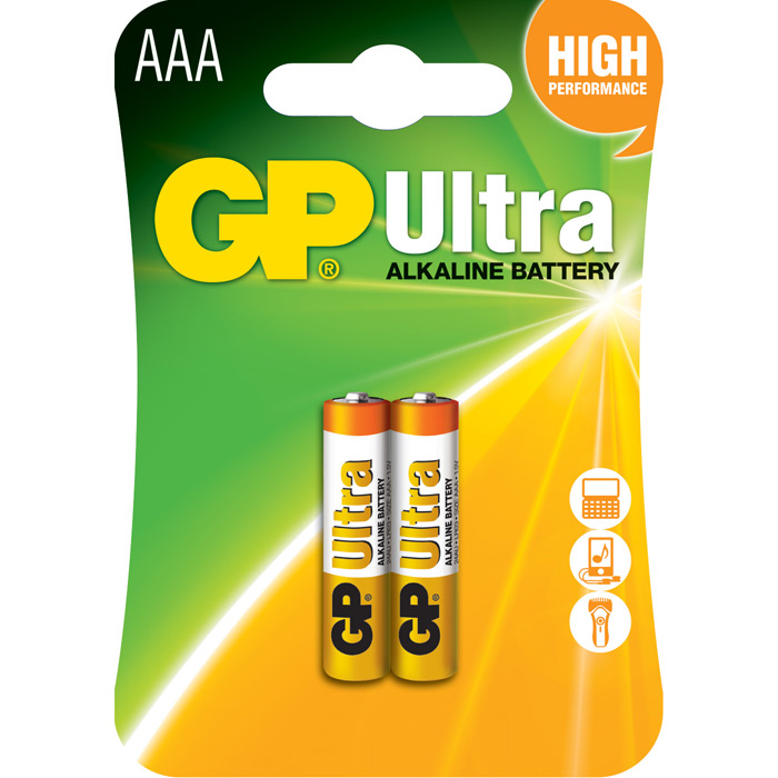 

Батарейка GP Ultra, AAA (LR03/24А), 1.5V, 2 шт, Золотистый/белый