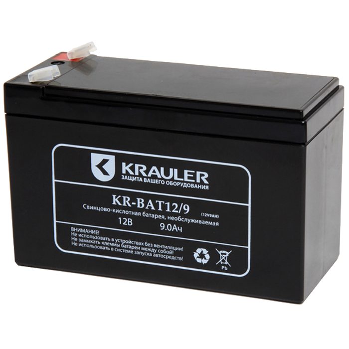 

Аккумуляторная батарея Krauler KR-BAT-12/9, 12V 9Ah, Черный, KR-BAT-12/9