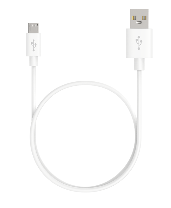 Кабель USB(Am)-Micro USB(Bm), 1 м, белый, Maxvi MC-01 UP (23585)