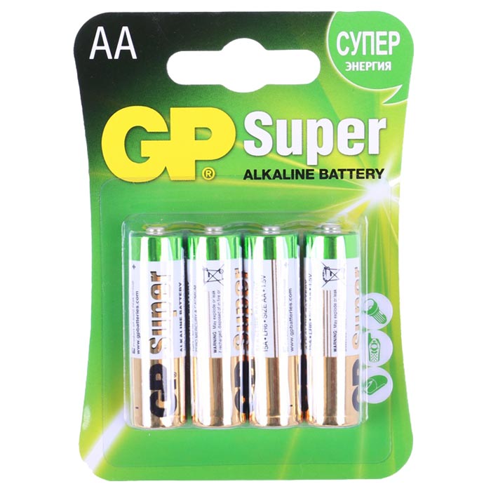 

Батарея GP 15A-2CR4 LR6, AA, 1.5V 4шт, Золотистый/зеленый