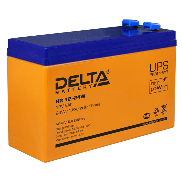 

Аккумуляторная батарея для ИБП Delta HR-W HR12-24W, 12V, 6Ah, Оранжевый, HR12-24W