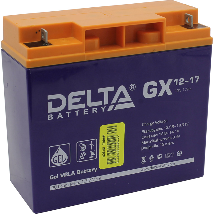 

Аккумуляторная батарея для ИБП Delta GX GX12-17, 12V, 17Ah, Синий, GX12-17