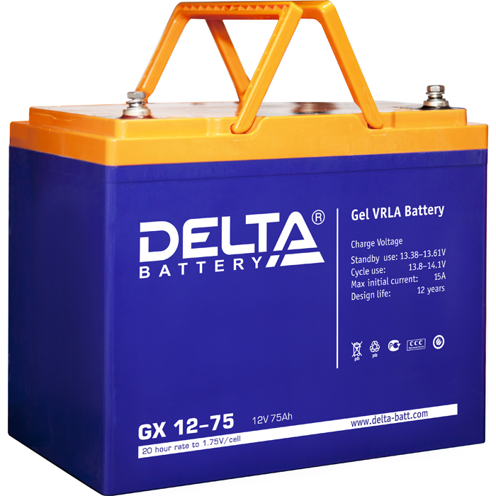 Аккумуляторная батарея Delta GX12-75, 12V, 75Ah, цвет синий - фото 1