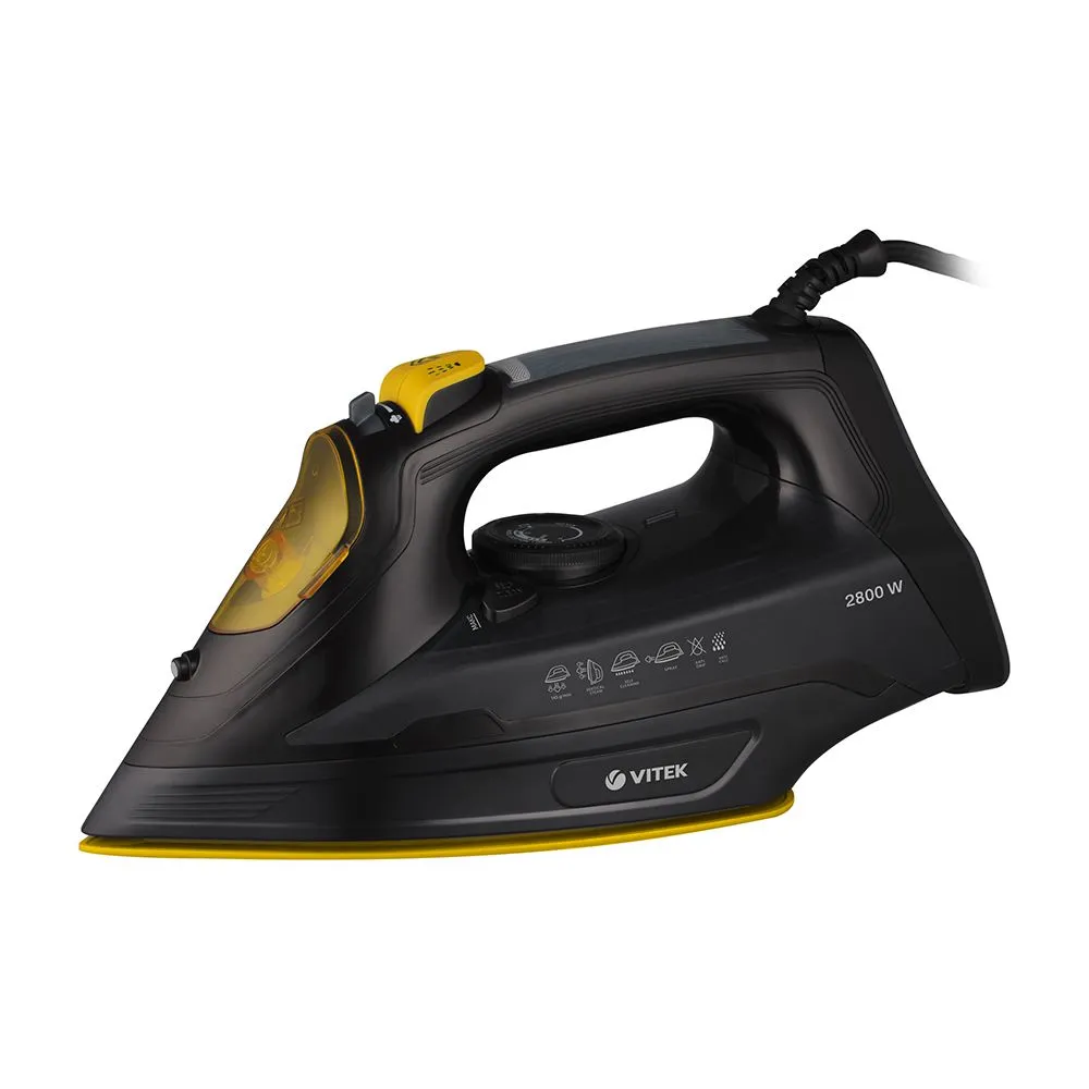 

Утюг Vitek VT-8357 2.8 кВт, длина шнура 1.9 м, черный/желтый ( VT-8357), VT-8357