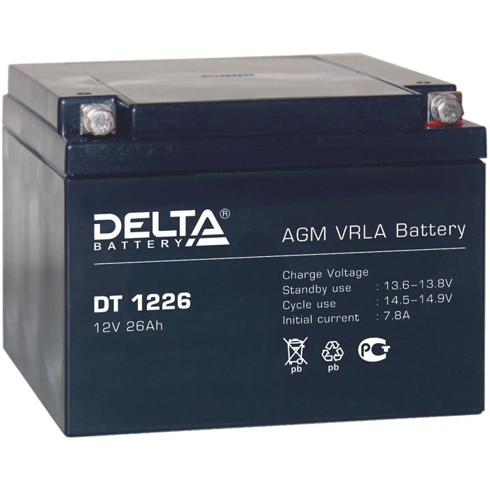 

Аккумуляторная батарея для ОПС Delta DT DT 1226, 12V, 26Ah, Черный, DT 1226