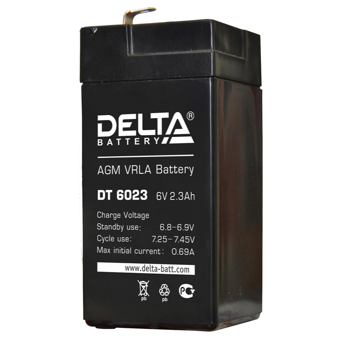 

Аккумуляторная батарея для ИБП Delta DT DT 6023, 6V, 2.3Ah, Черный, DT 6023