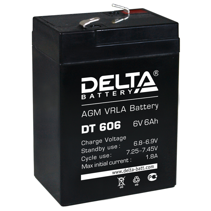 Аккумуляторная батарея Delta DT 606, 6V, 6Ah, цвет черный - фото 1