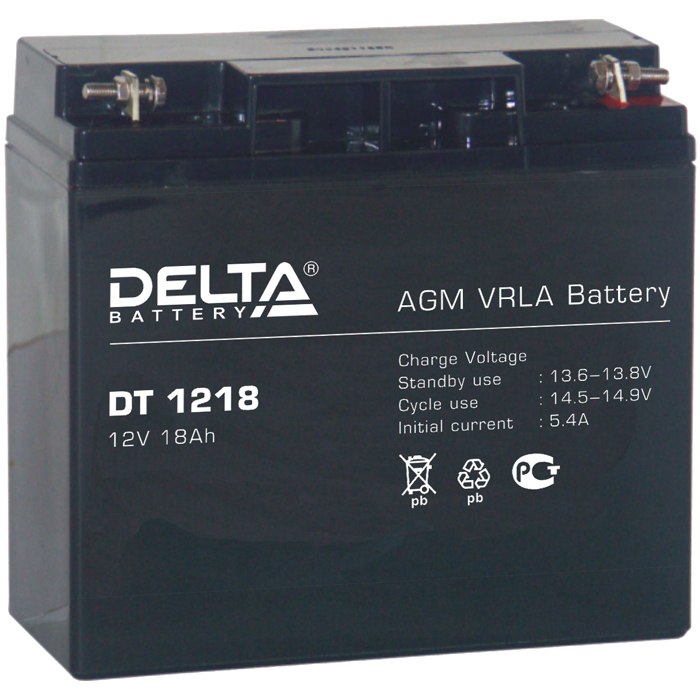 

Аккумуляторная батарея для ОПС Delta DT DT 1218, 12V, 18Ah, Черный, DT 1218