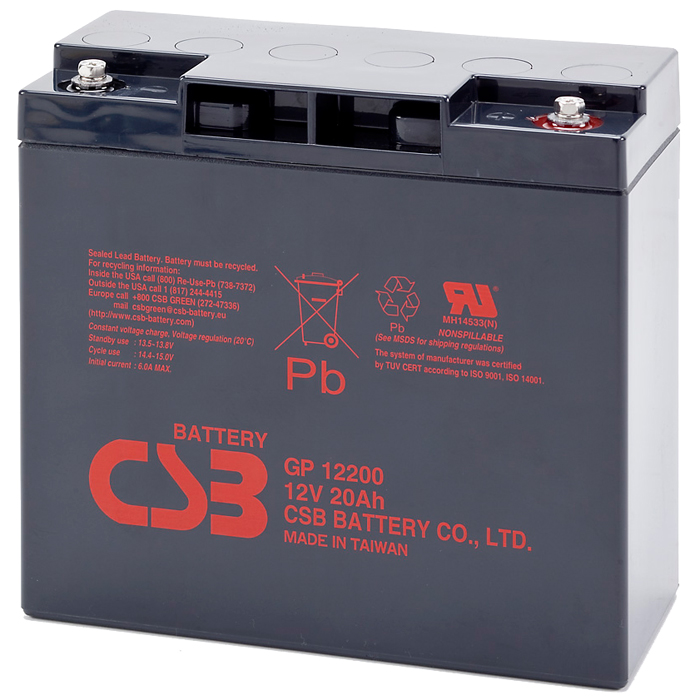 

Аккумуляторная батарея для ИБП CSB GP GP12200, 12V, 20Ah, Черный, GP12200
