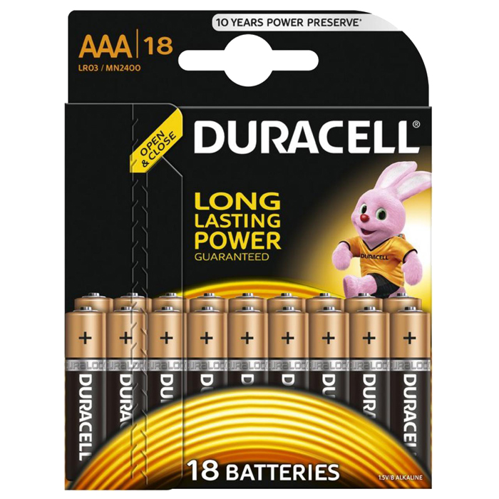 Батарея Duracell Basic LR03-18BL, AAA, 1.5V 18шт, цвет черный/золотистый - фото 1