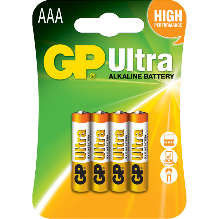 

Батарейка GP Ultra, AAA (LR03/24А), 1.5V, 4 шт, Золотистый/белый